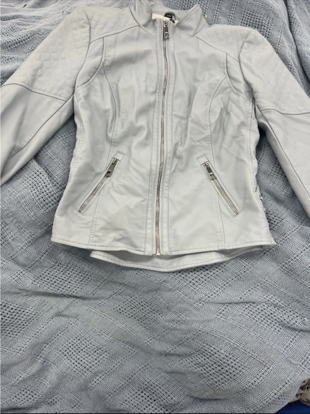 Light blue  Women's Zip-Front Faux Leather Jacket guess